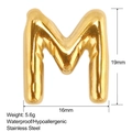 Polished gold 304 stainless steel bubble letter M pendant with 19mm height and 16mm width - Puffy Letter M Style (SS0168-M)