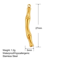 Detailed view of heart-shaped gold bamboo pendant with 27mm height measurement - Small Bamboo Joint Tube (SS0185)