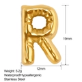 Polished golden puffy letter R pendant with dimensions of 19mm and 5.2g weight - Puffy Letter R Style (SS0173-R)