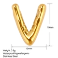 Polished gold stainless steel letter V pendant with waterproof material specifications - Puffy Letter V Style (SS0177-V)