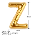 Detailed view of golden bubble letter Z pendant showing dimensions 19x14mm and weight 4.5g - Puffy Letter Z Style (SS0181-Z)