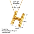 Detailansicht des Buchstaben H Anhängers im Ballon-Stil mit Maßen in 18K Gold-Finish - Stil H (XL0041-H)