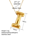 Detaillierte Maße und Gewicht für die 18K Gold Halskette mit Buchstabe I Anhänger - Stil I (XL0042-I)