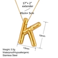 3D-Ballon-Buchstabe K Anhänger Halskette aus goldenem Edelstahl, wasserfest - Stil K (XL0044-K)