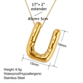 Detailansicht des 18K Gold U-Anhängers mit 45cm Kette, Maßen und Produktspezifikationen - Stil U (XL0054-U)