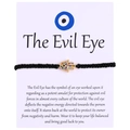 Black braided Hamsa hand bracelet with colorful evil eye stones on a display card - Hamsa Hand Pendant (B0002) / Black
