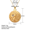 Collier en acier inoxydable avec pendentif soleil et lune et détails des dimensions - Style Soleil Lune Étoiles (XL0071)