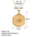 Détails du pendentif boussole étoile dorée avec spécifications de chaîne en acier - Style Boussole Étoilée (XL0072)