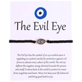 Handwoven black evil eye bracelet with blue crystals and gold plated copper charm - Round Rhinestone Evil Eye (B0010)