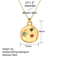 Detail showing dimensions of a 45cm gold stainless steel sun star pendant necklace - Colored Gemstone Coin Style (XL0075)