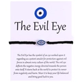 Handcrafted black braided evil eye bracelet with blue crystals on white display card - Oval Rhinestone Evil Eye (B0014)
