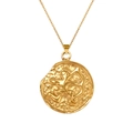 18K gold plated stainless steel Sagittarius zodiac pendant necklace with hammered texture - Sagittarius (XL0099)