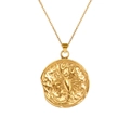 Vintage 18K gold plated stainless steel necklace featuring a Scorpio zodiac coin pendant - Scorpio (XL0100)