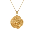 18K gold plated stainless steel Aquarius zodiac coin pendant necklace on white background - Aquarius (XL0101)