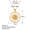 Detail of sunburst pendant with 24mm size and 45cm stainless steel chain necklace - Sun Radiant Ring Style (XL0077)
