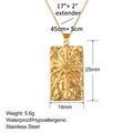 Gold rectangular star pendant necklace made of waterproof stainless steel for women - Hammered Star Style (XL0081)