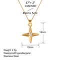 Gold stainless steel star pendant necklace with cubic zirconia and chain size dimensions - Four-Pointed Star Style (XL0083)