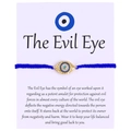 Blue woven cord bracelet featuring a gold-plated evil eye charm with sparkling crystals - Textured Round Eye (B0019)