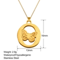 Close-up of 18K gold butterfly necklace pendant with dimensions and weight specs - Butterfly Letter O (O-XL0206)