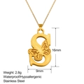 Detail view of 18K gold plated S letter butterfly pendant showing 16mm height and 9mm width - Butterfly Letter S (S-XL0210)