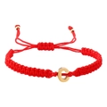 Handmade red braided rope bracelet featuring a gold stainless steel letter G charm - Red Rope C