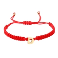 Adjustable red braided rope bracelet featuring a gold stainless steel letter D charm - Red Rope D