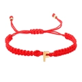 Handmade red braided cord bracelet featuring a gold-toned initial letter F charm - Red Rope F