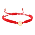 Minimalist red woven rope bracelet featuring a golden stainless steel initial G charm - Red Rope G