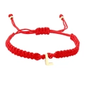 Handmade red braided rope bracelet with a gold-plated letter L charm for women - Red Rope L