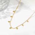 Collana in acciaio inossidabile placcato oro 18 carati con piccoli ciondoli a foglia - Oro 18K / Oro