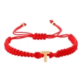 Braided red rope bracelet with a gold stainless steel letter T pendant for women - Red Rope T