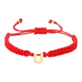 Adjustable red braided rope bracelet featuring a golden stainless steel letter U pendant - Red Rope U