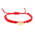 Red braided rope bracelet featuring a polished gold letter W initial charm and adjustable cord - Red Rope W