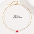 Minimalist 18K gold-plated stainless steel necklace with a red heart pendant - Red Heart / Gold