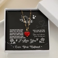 Red heart pendant necklace in a gift box with a romantic greeting card for wife - Wife Theme
