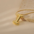 Detailed macro view of gold letter I bubble pendant on a sleek snake chain necklace - Letter I Style (24WN028)