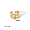 Detail view of 18K gold plated stainless steel multi-layer ring with pearls and star motif - Clover Rhombus Pearl Style (24WR018)