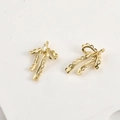 Macro view of 14k gold plated bow pendant with lace edges and zircon inlay detail - Lace Long Bow Style / 14K Gold