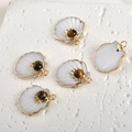Detailed view of gold-plated shell pendants with tiger eye stone for DIY jewelry making - Tiger Eye Shell (A1-283)