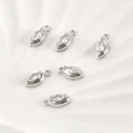 Dettaglio di ciondoli marquise in zircone argento con incastonatura a griffe per DIY - Stile Marchesa / 12*5.7mm / Argento