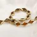 Amber glass rhombus beads with gold plated edges for DIY jewelry making and crafts - 15.2*10.2mm / Amber Rhombus