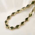 Macro detail of diamond-shaped green glass beads with gold-plated edges for DIY jewelry - 15.2*10.2mm / Green Diamond
