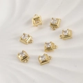 Close-up of 14k gold-plated square zircon charms with four-claw setting for jewelry making - Square Style / 9.7*7.2mm / 14K Gold