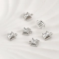 Detailed view of silver square charms with cubic zirconia for DIY jewelry making - Square Style / 9.7*7.2mm / Silver