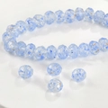 Cuentas de vidrio facetadas azul claro con purpurina dorada para hacer joyas DIY - Aproximadamente 8 * 6 mm / Azul claro