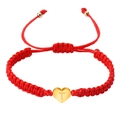 Rode gevlochten armband met gouden hartvormige hanger en gegraveerde letter T - Rood Touw Initiaal A