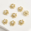 Pendentif fleur plaqué or 14 carats avec zircon pour fabrication de bijoux DIY - Zirconia Blanc Nœud Or 14K (10,6x10mm)