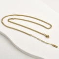 Minimalistische goldene Panzerkette aus Edelstahl mit Karabinerverschluss und Verlängerung - 08 Flache Bordsteinkette (Breite ca. 3mm Linie ca. 0.8mm) / Gold