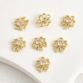 Détail de breloques nœud plaquées or 14k avec zircon rose pour la création de bijoux - Zirconia Rose Nœud Or 14K (10,6x10mm)