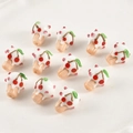 Macro detail of handmade lampwork glass cherry cupcake beads for DIY jewelry making - White Cherry (1#White Cherry)